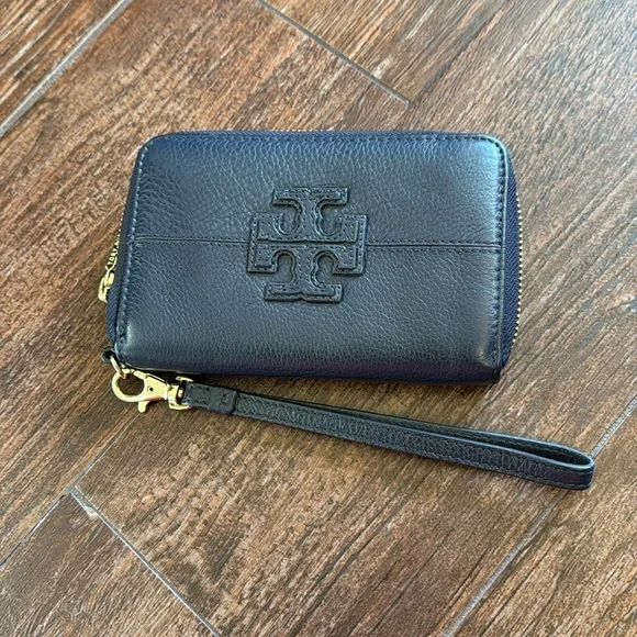 Tory Burch Navy Blue Leather Wristlet Wallet - Picture 2 of 7